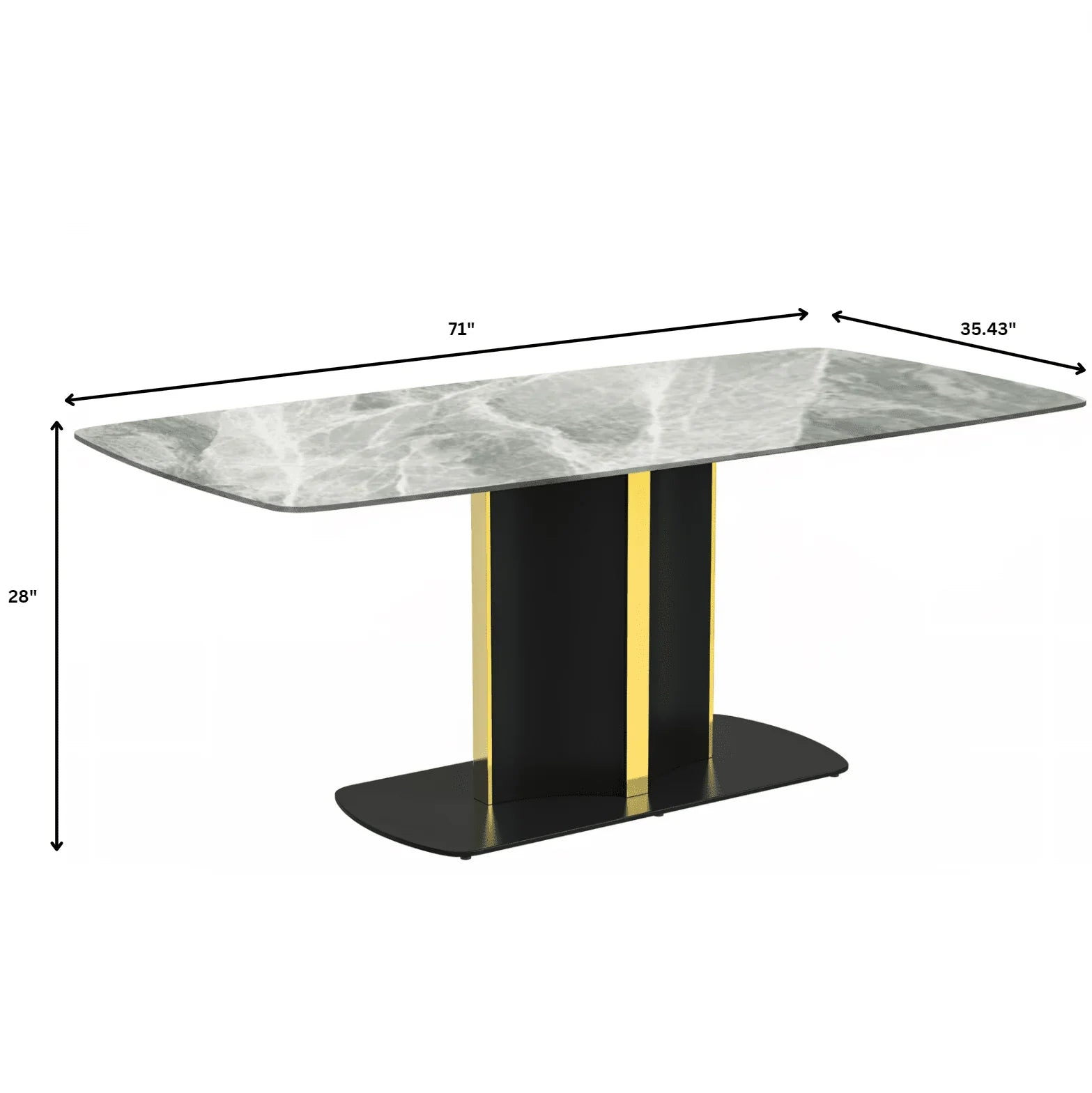 Sylva Rectangular Dining Table with Glass/Sintered Stone Tabletop in Gold Steel - Elax Furniture