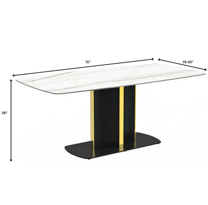 Sylva Rectangular Dining Table with Glass/Sintered Stone Tabletop in Gold Steel - Elax Furniture