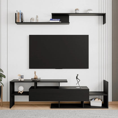 Surrey Modern TV Stand with MDF Shelves and Bookcase for Living Room - Elax Furniture