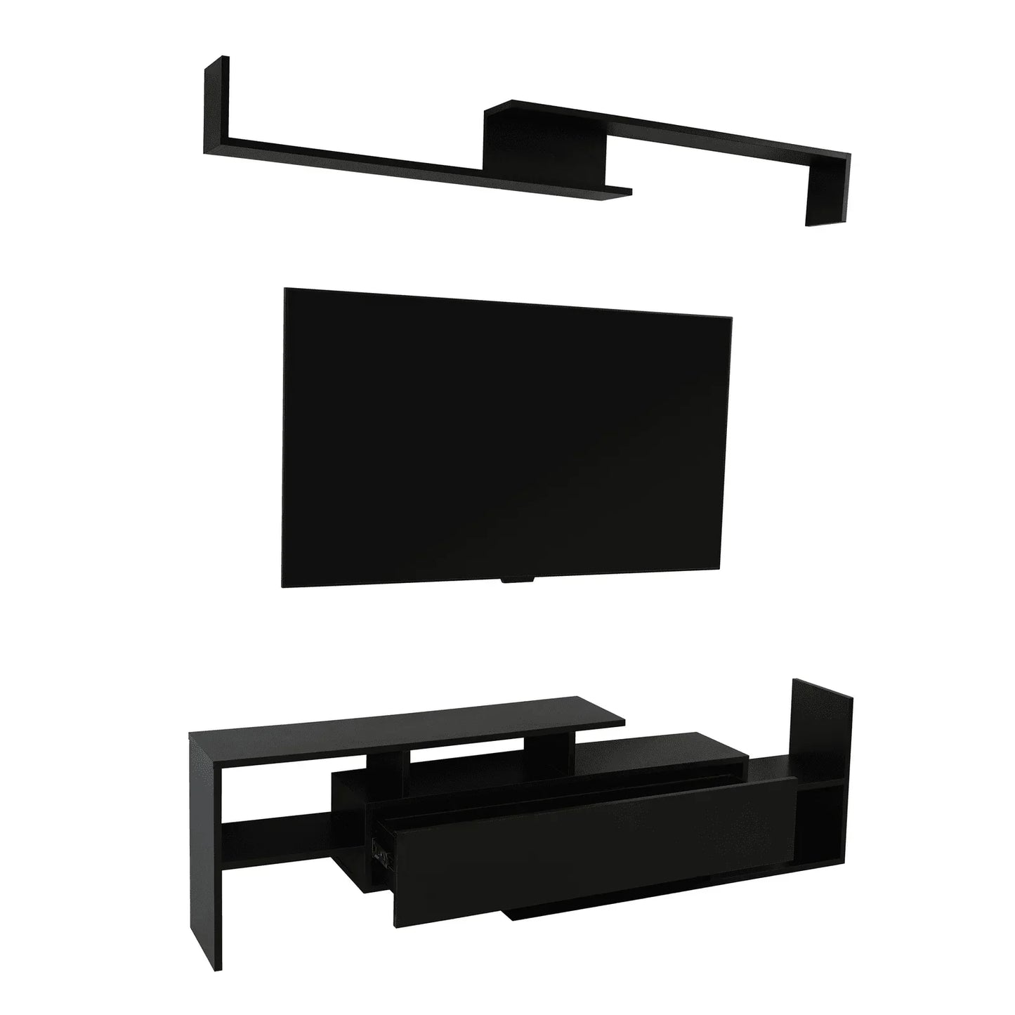 Surrey Modern TV Stand with MDF Shelves and Bookcase for Living Room - Elax Furniture