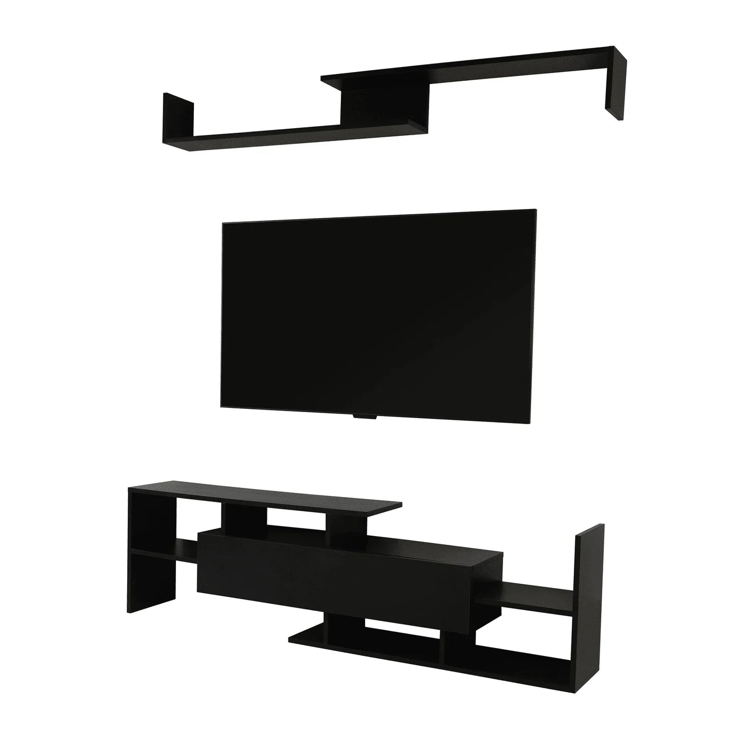 Surrey Modern TV Stand with MDF Shelves and Bookcase for Living Room - Elax Furniture