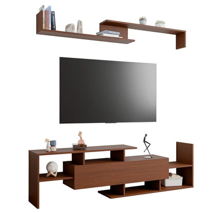Surrey Modern TV Stand with MDF Shelves and Bookcase for Living Room - Elax Furniture