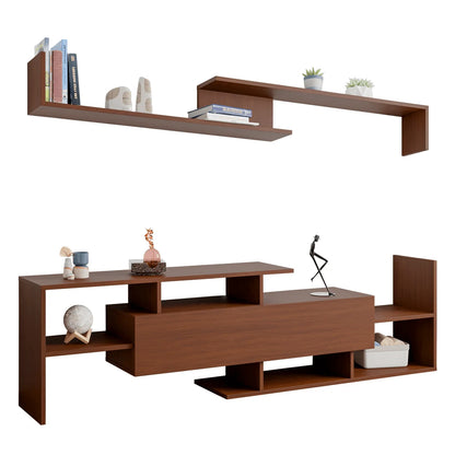 Surrey Modern TV Stand with MDF Shelves and Bookcase for Living Room - Elax Furniture