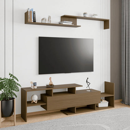 Surrey Modern TV Stand with MDF Shelves and Bookcase for Living Room - Elax Furniture