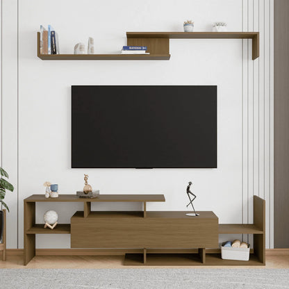 Surrey Modern TV Stand with MDF Shelves and Bookcase for Living Room - Elax Furniture