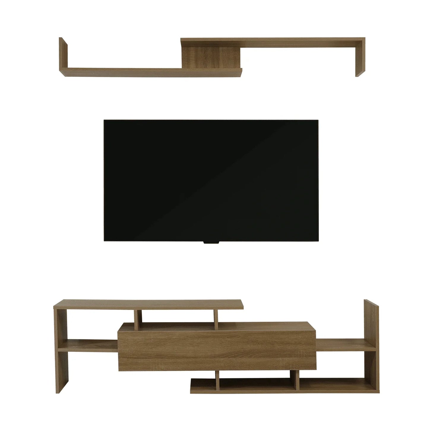 Surrey Modern TV Stand with MDF Shelves and Bookcase for Living Room - Elax Furniture
