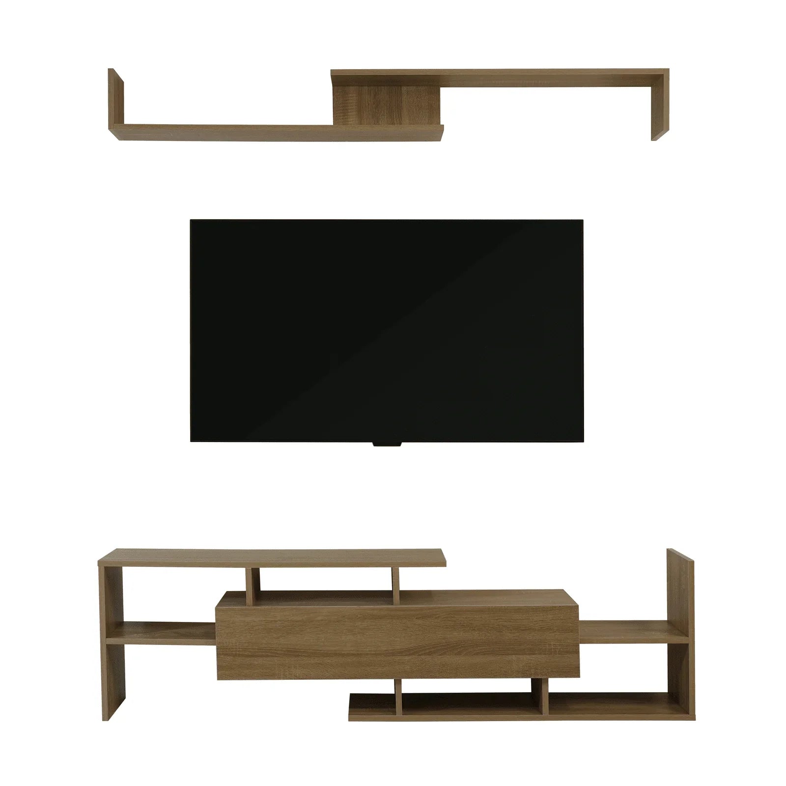 Surrey Modern TV Stand with MDF Shelves and Bookcase for Living Room - Elax Furniture