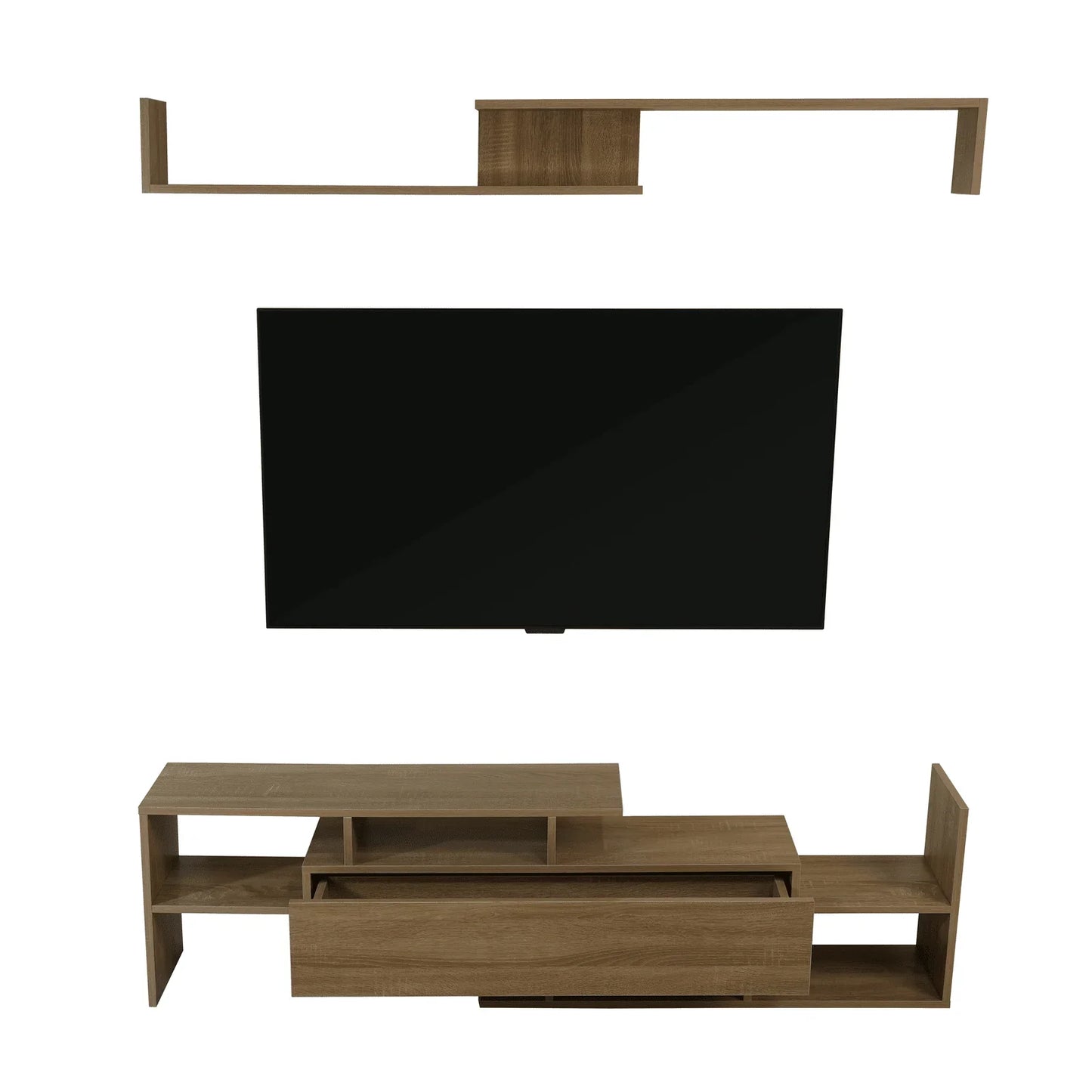 Surrey Modern TV Stand with MDF Shelves and Bookcase for Living Room - Elax Furniture