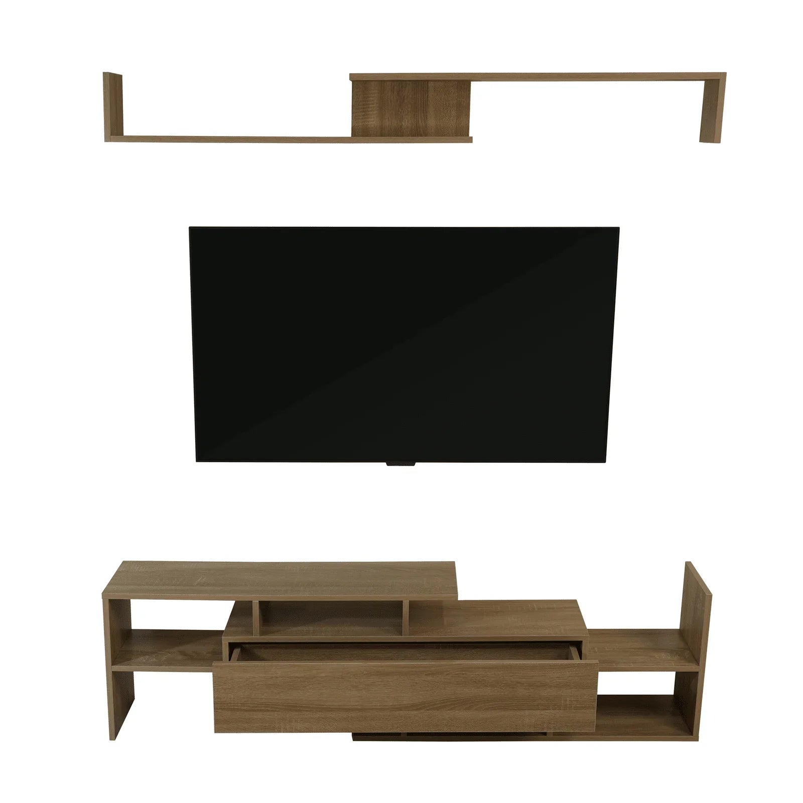 Surrey Modern TV Stand with MDF Shelves and Bookcase for Living Room - Elax Furniture