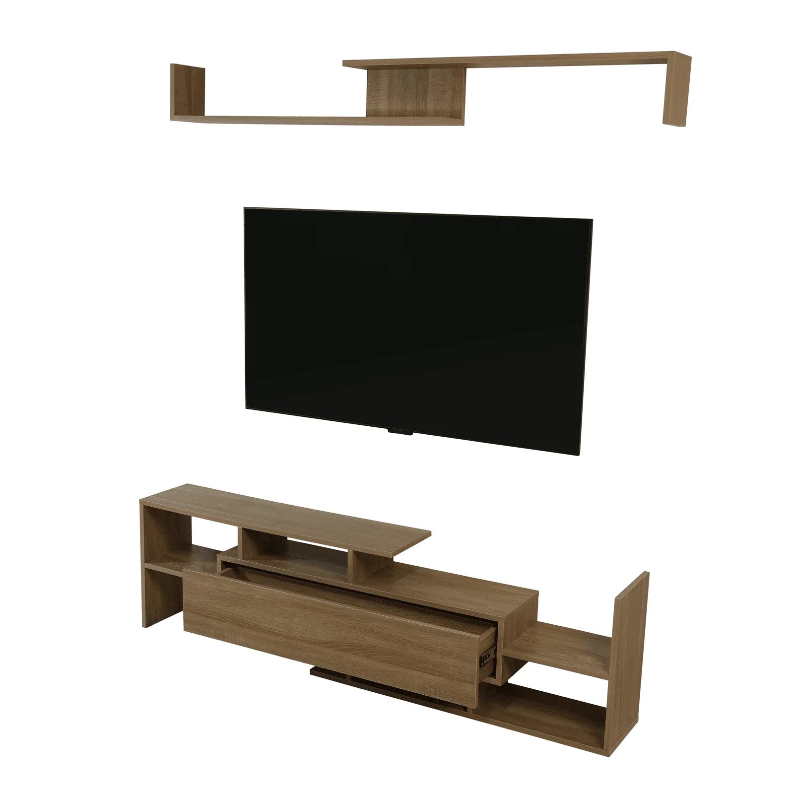 Surrey Modern TV Stand with MDF Shelves and Bookcase for Living Room - Elax Furniture