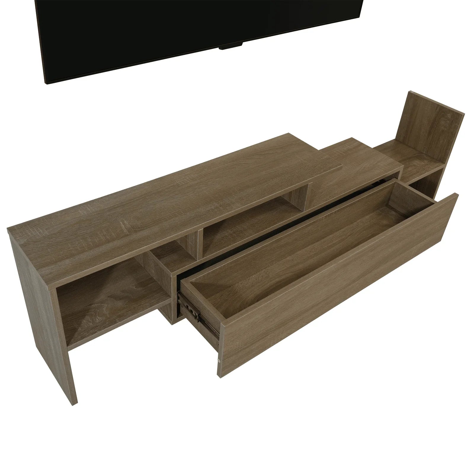 Surrey Modern TV Stand with MDF Shelves and Bookcase for Living Room - Elax Furniture