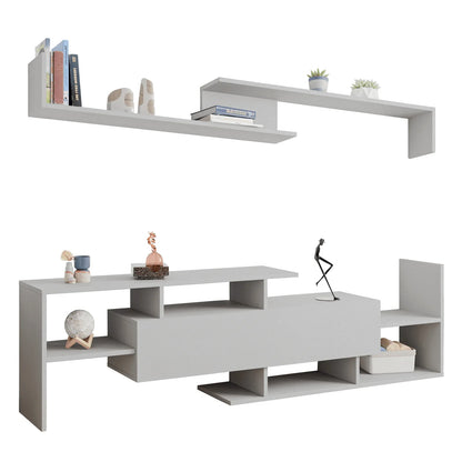 Surrey Modern TV Stand with MDF Shelves and Bookcase for Living Room - Elax Furniture