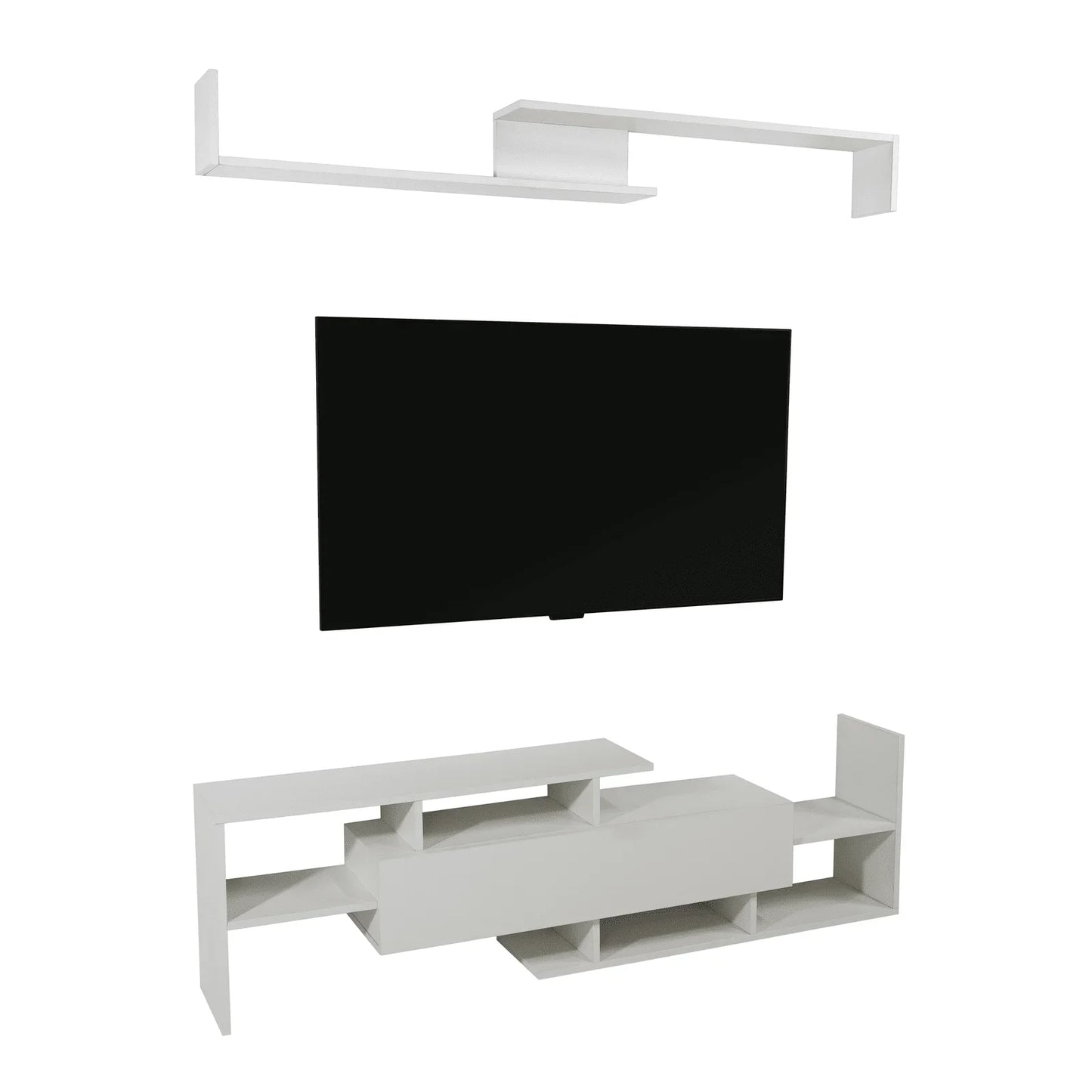 Surrey Modern TV Stand with MDF Shelves and Bookcase for Living Room - Elax Furniture