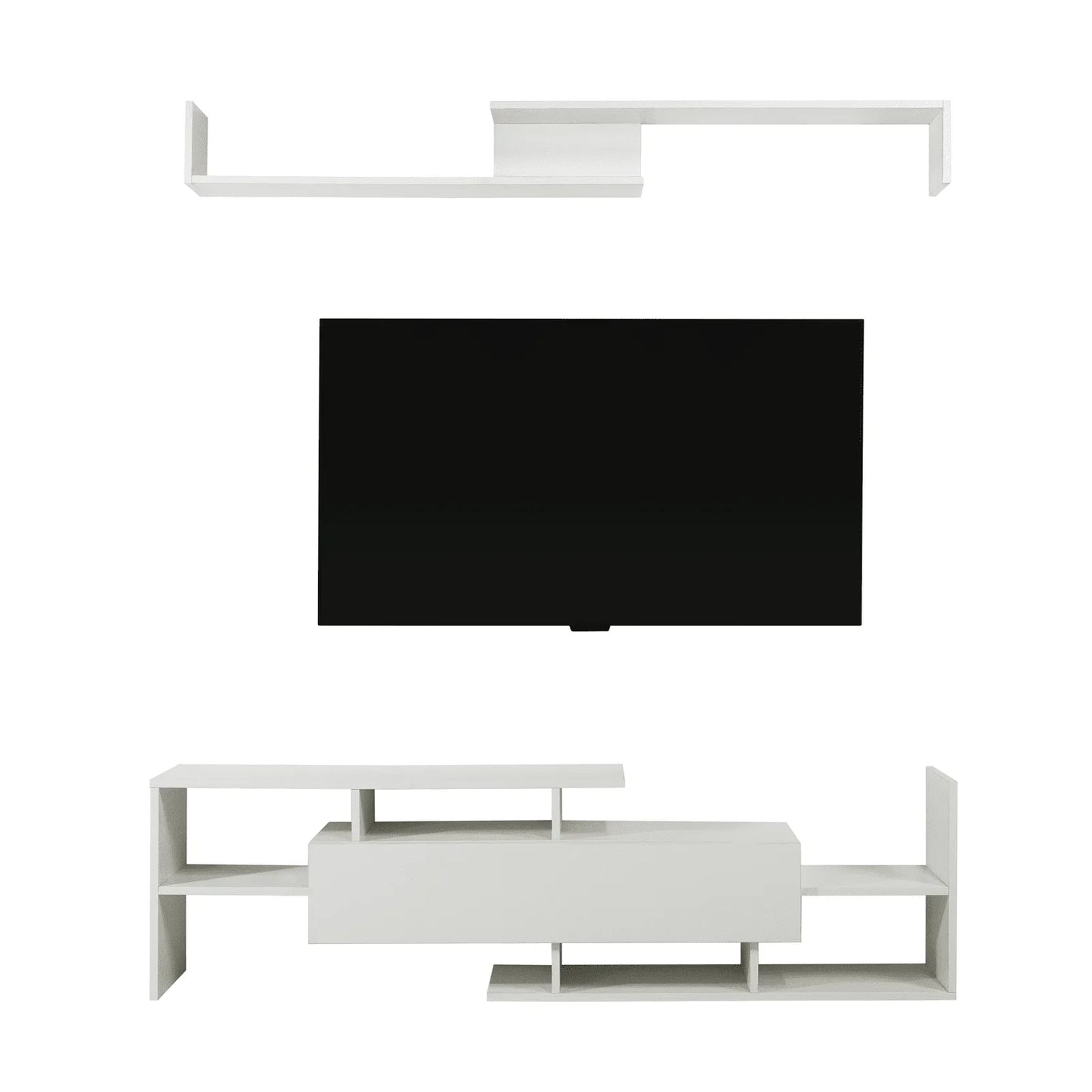 Surrey Modern TV Stand with MDF Shelves and Bookcase for Living Room - Elax Furniture