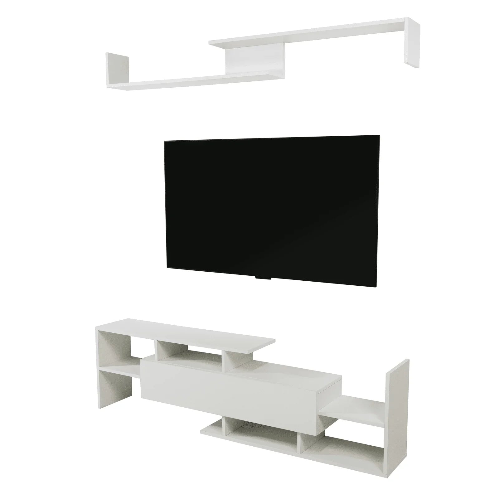 Surrey Modern TV Stand with MDF Shelves and Bookcase for Living Room - Elax Furniture