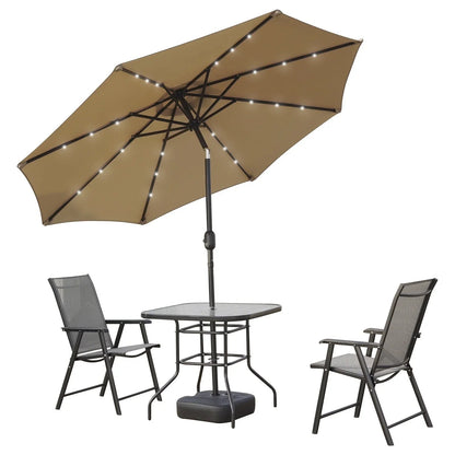 Sierra 9' Outdoor Patio Tilt Market Umbrella with Solar LED Lights - Elax Furniture