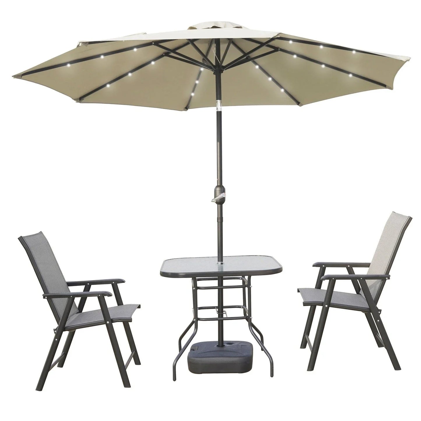 Sierra 9' Outdoor Patio Tilt Market Umbrella with Solar LED Lights - Elax Furniture