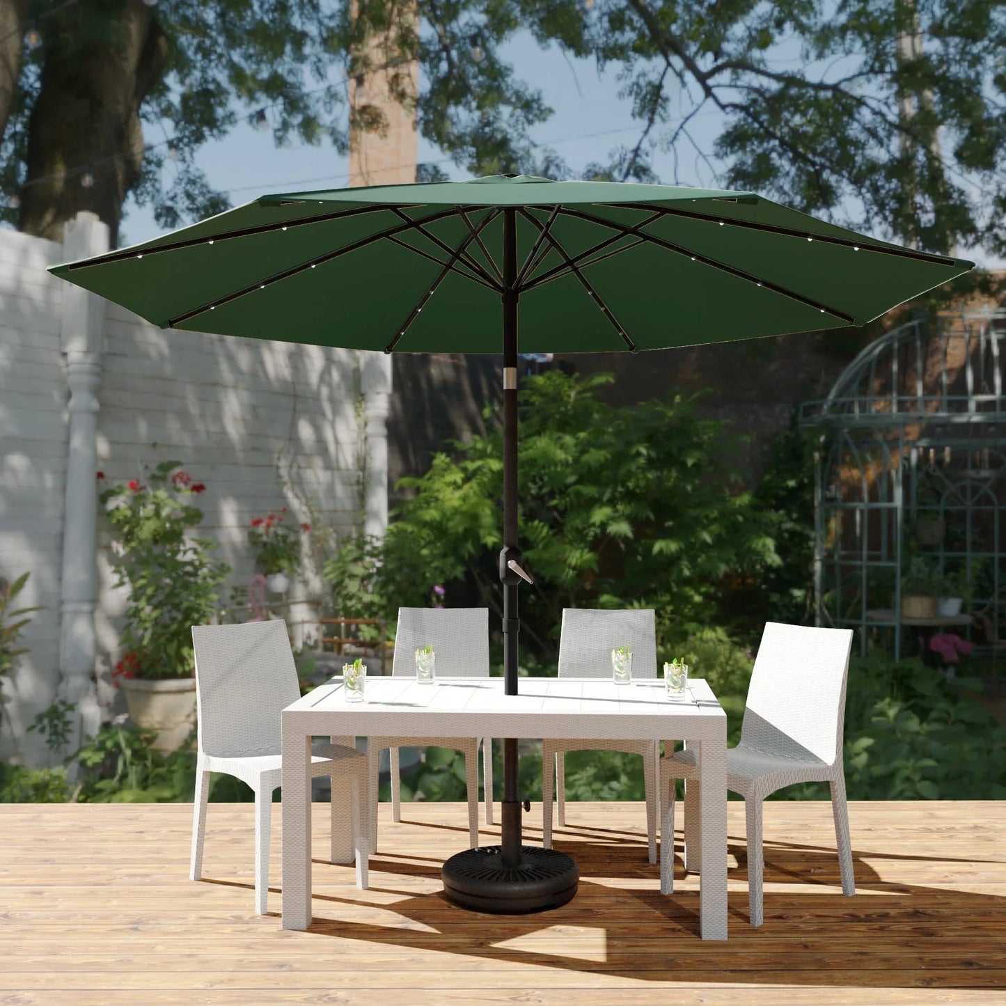 Sierra 9' Outdoor Patio Tilt Market Umbrella with Solar LED Lights - Elax Furniture