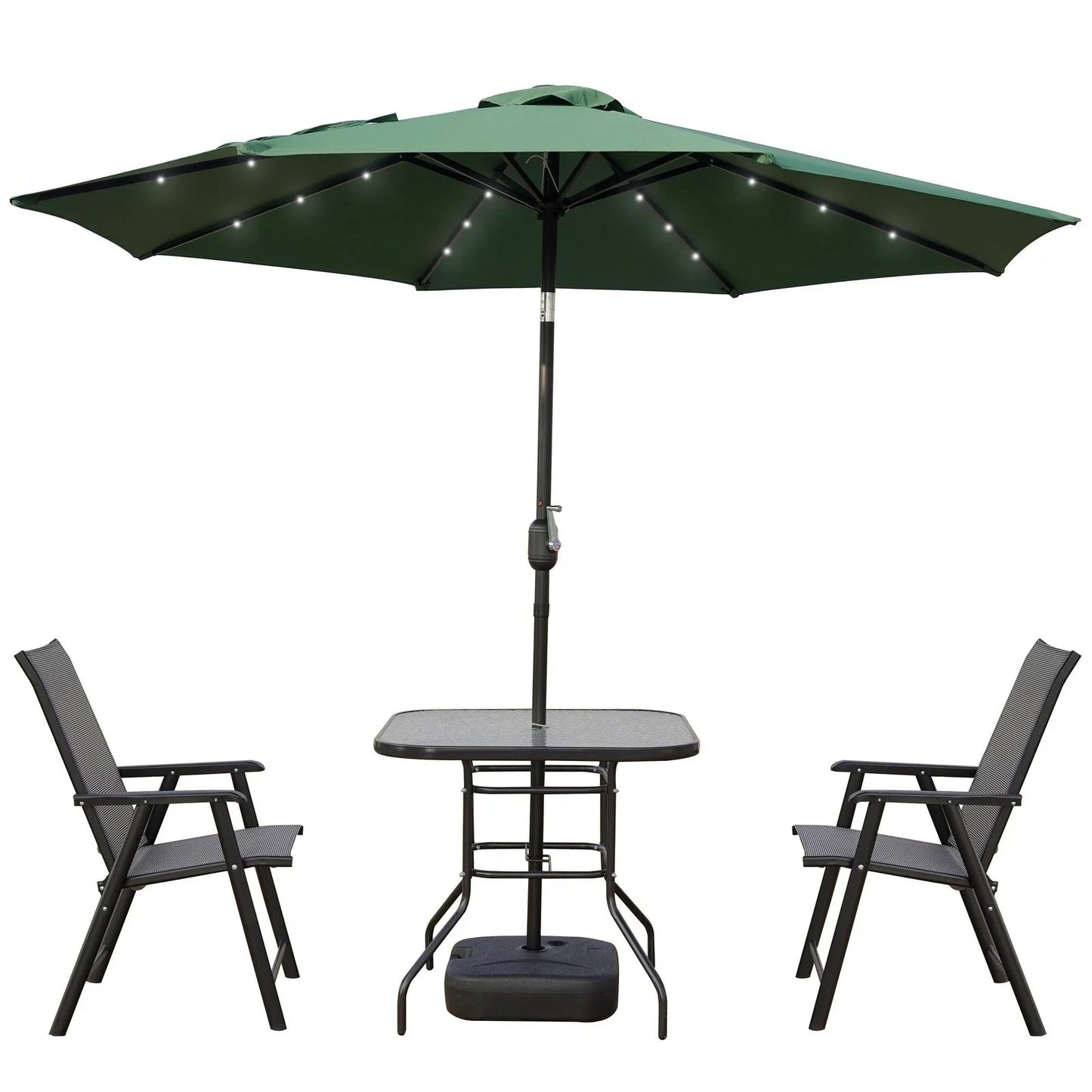 Sierra 9' Outdoor Patio Tilt Market Umbrella with Solar LED Lights - Elax Furniture