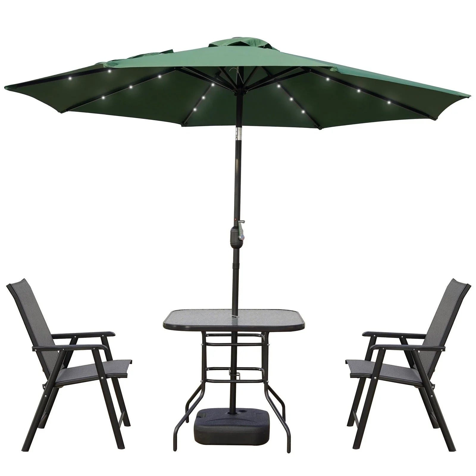 Sierra 9' Outdoor Patio Tilt Market Umbrella with Solar LED Lights - Elax Furniture