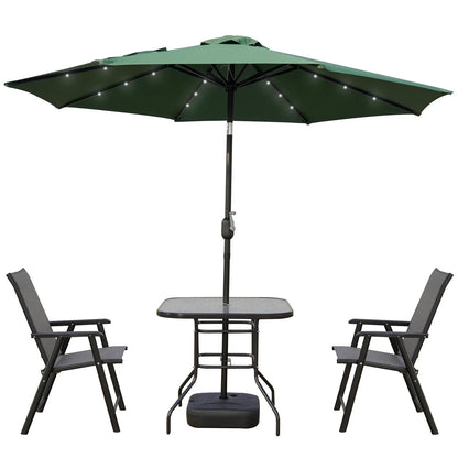 Sierra 9' Outdoor Patio Tilt Market Umbrella with Solar LED Lights - Elax Furniture