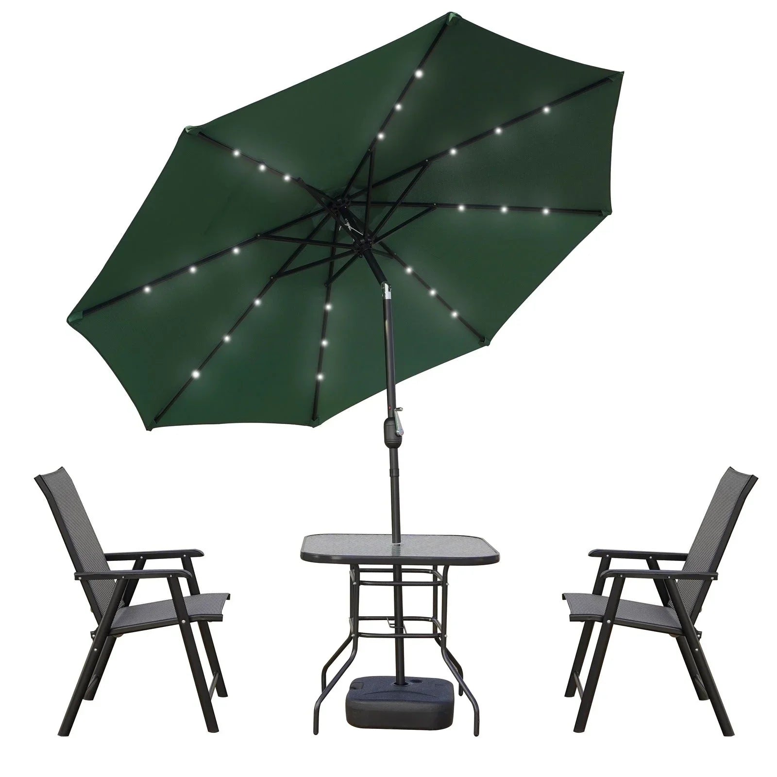Sierra 9' Outdoor Patio Tilt Market Umbrella with Solar LED Lights - Elax Furniture