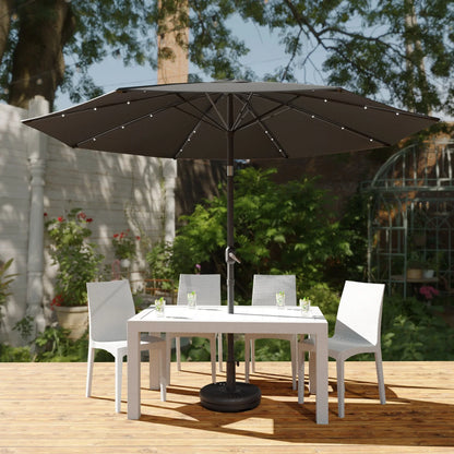 Sierra 9' Outdoor Patio Tilt Market Umbrella with Solar LED Lights - Elax Furniture