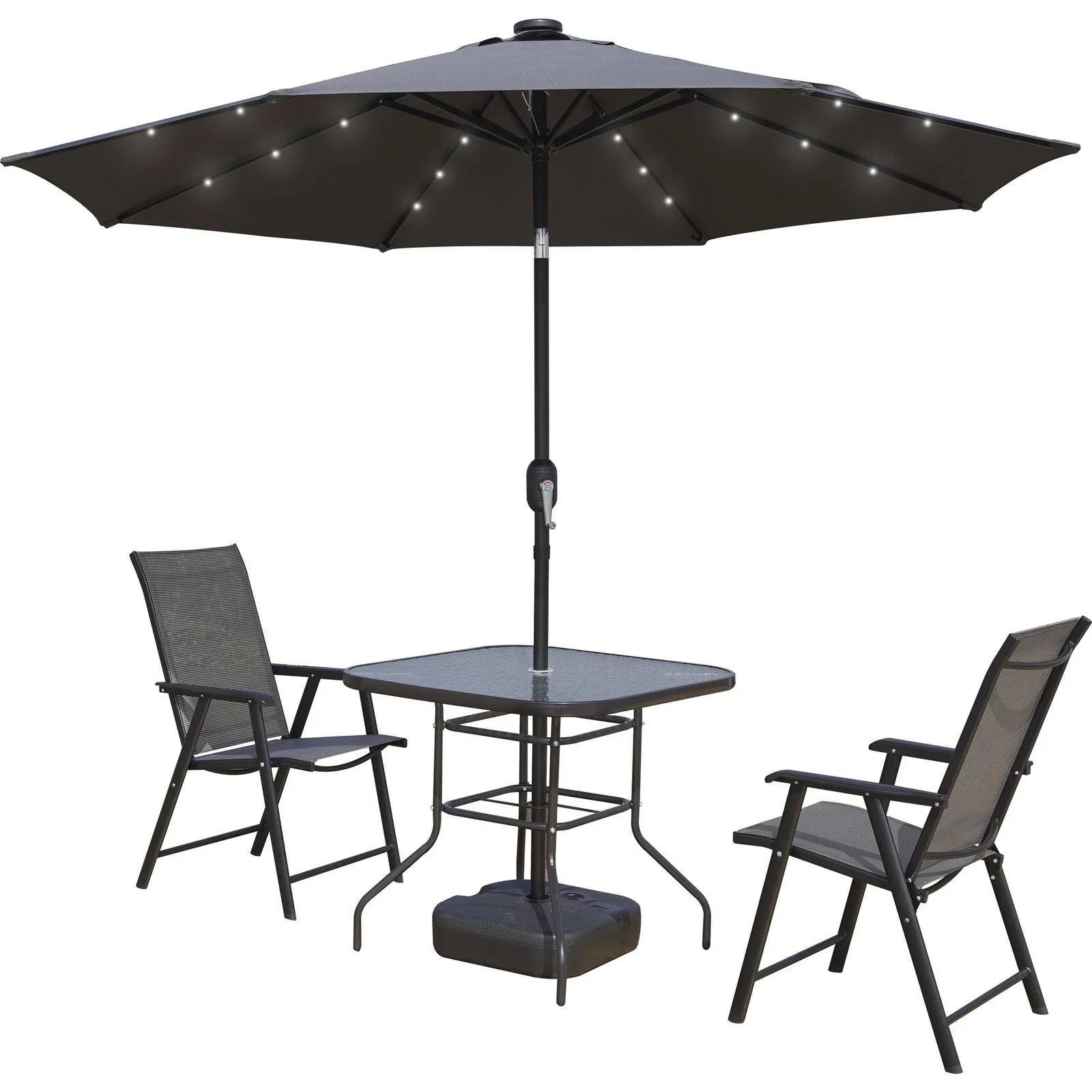 Sierra 9' Outdoor Patio Tilt Market Umbrella with Solar LED Lights - Elax Furniture