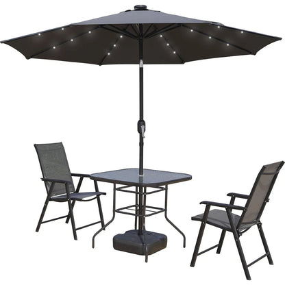 Sierra 9' Outdoor Patio Tilt Market Umbrella with Solar LED Lights - Elax Furniture