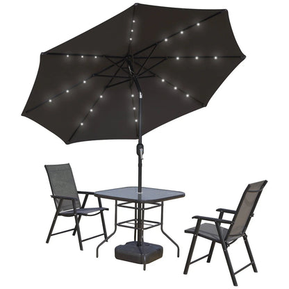 Sierra 9' Outdoor Patio Tilt Market Umbrella with Solar LED Lights - Elax Furniture