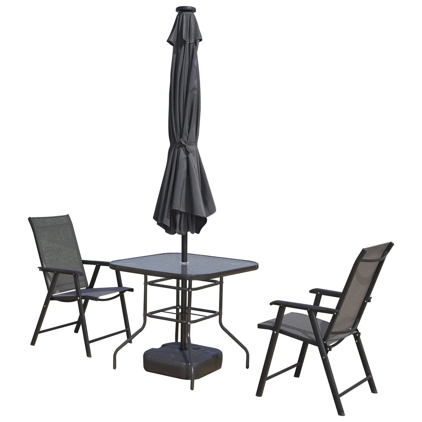 Sierra 9' Outdoor Patio Tilt Market Umbrella with Solar LED Lights - Elax Furniture