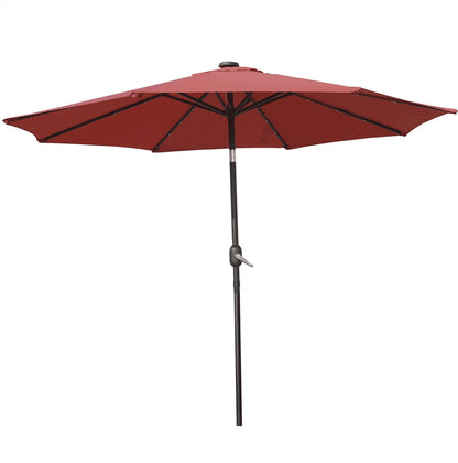 Sierra 9' Outdoor Patio Tilt Market Umbrella with Solar LED Lights - Elax Furniture