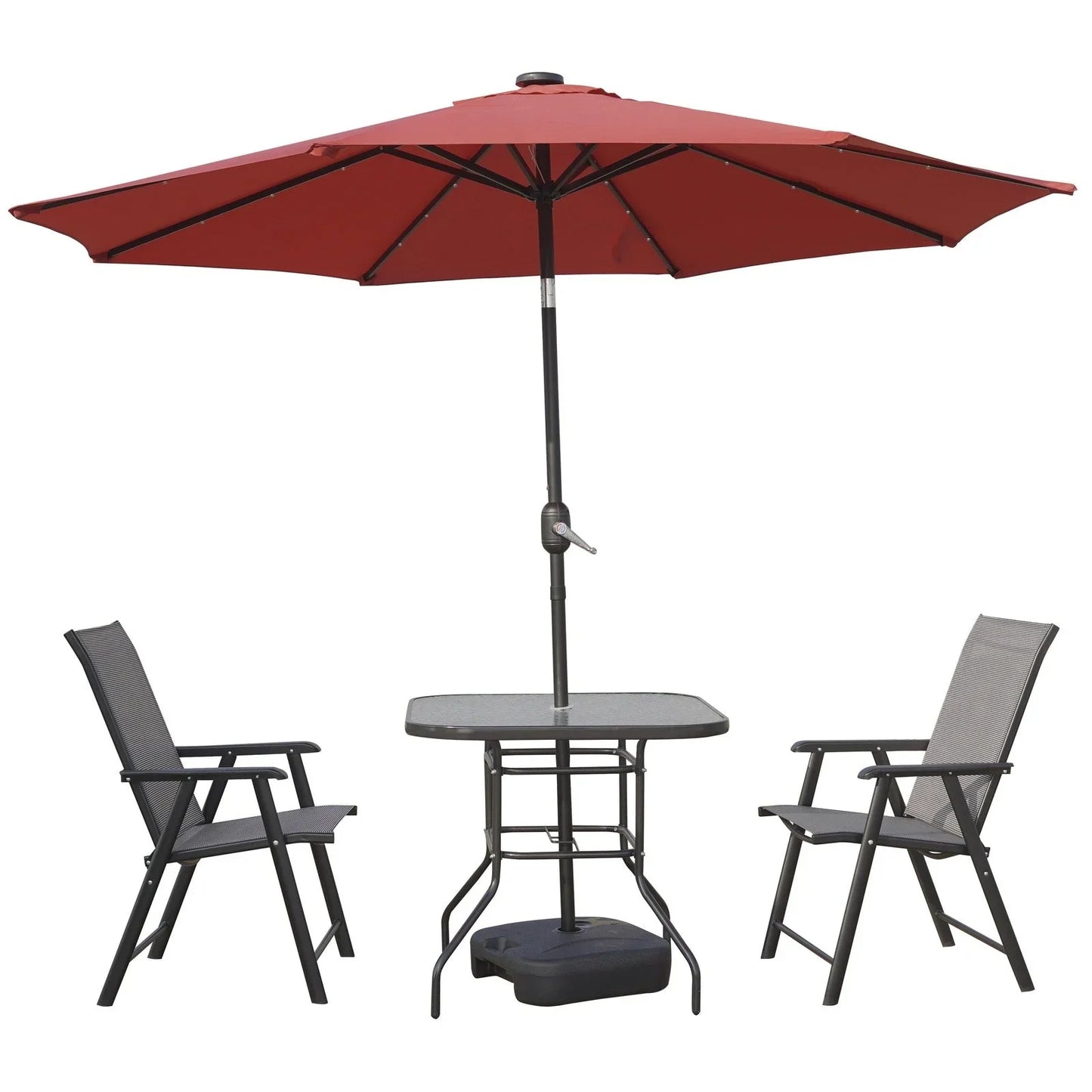 Sierra 9' Outdoor Patio Tilt Market Umbrella with Solar LED Lights - Elax Furniture