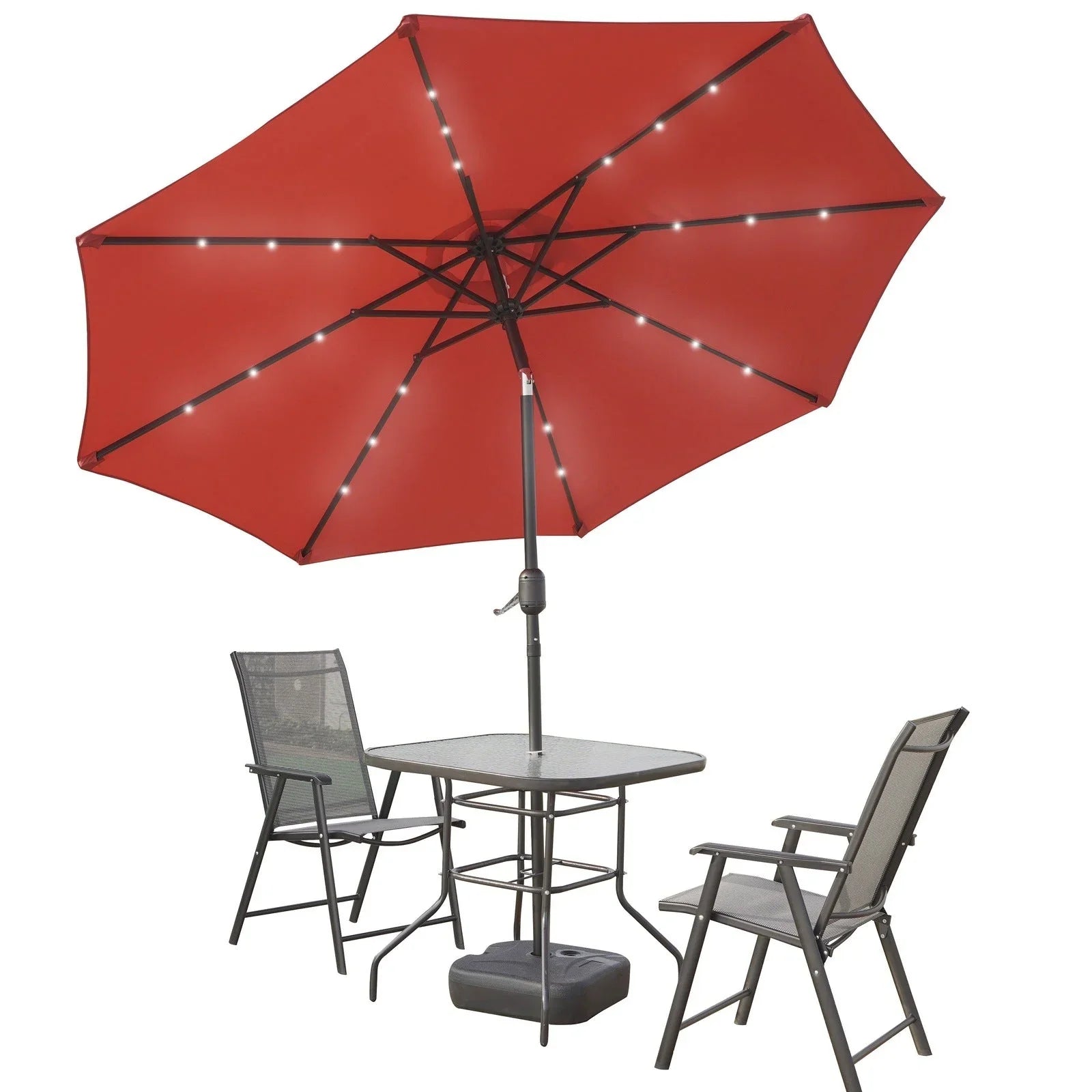 Sierra 9' Outdoor Patio Tilt Market Umbrella with Solar LED Lights - Elax Furniture