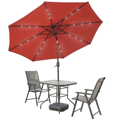 Sierra 9' Outdoor Patio Tilt Market Umbrella with Solar LED Lights - Elax Furniture