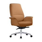 Summit Adjustable Height Leather Conference Office Chair with Swivel and Tilt Acorn Brown Office Chair Leisuremod
