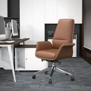Summit Adjustable Height Leather Conference Office Chair with Swivel and Tilt Dark Brown Office Chair Leisuremod