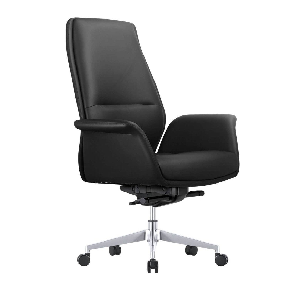 Summit Adjustable Height Leather Conference Office Chair with Swivel and Tilt Black Office Chair Leisuremod