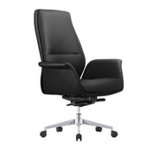 Summit Adjustable Height Leather Conference Office Chair with Swivel and Tilt Black Office Chair Leisuremod