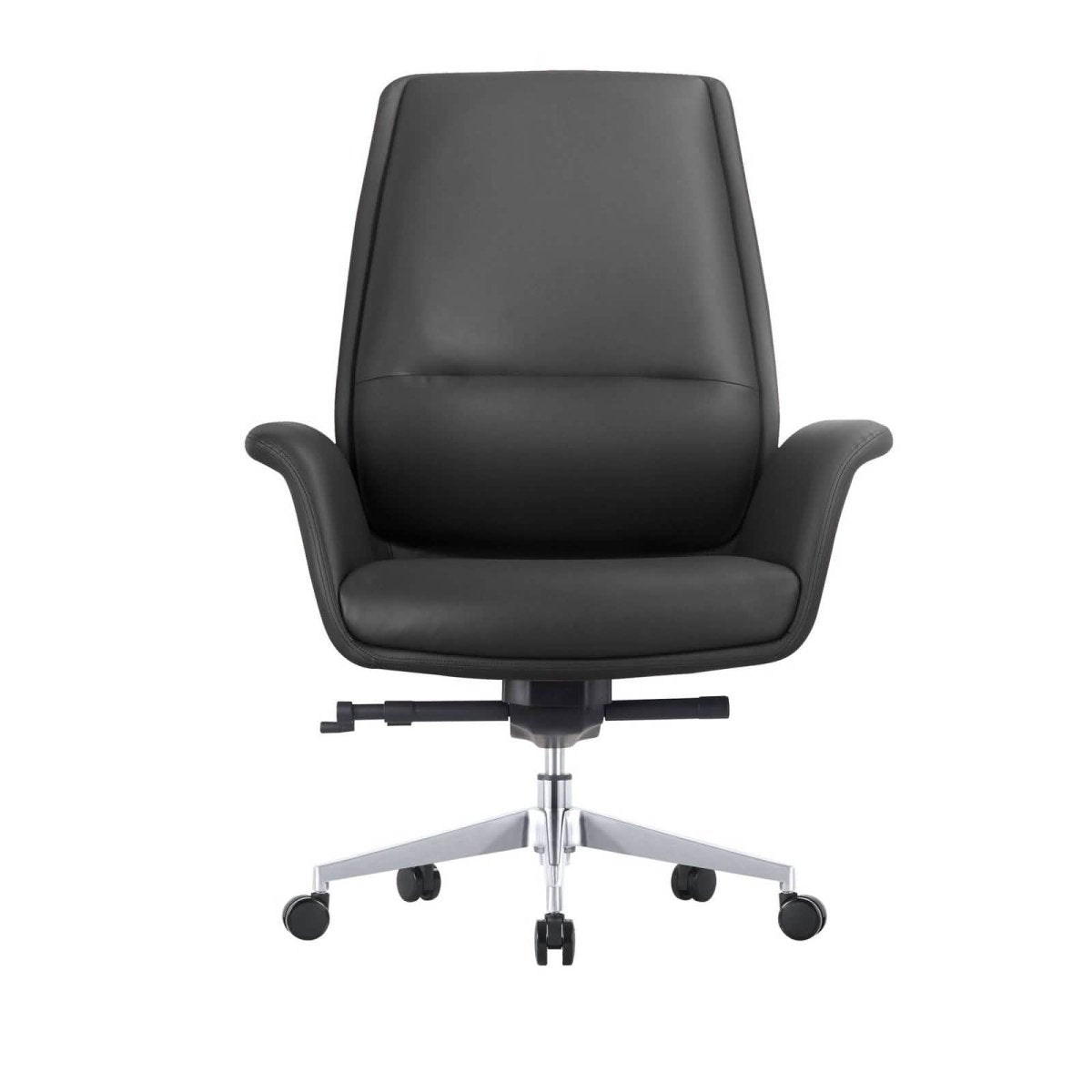 Summit Adjustable Height Leather Conference Office Chair with Swivel and Tilt Black Office Chair Leisuremod
