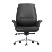 Summit Adjustable Height Leather Conference Office Chair with Swivel and Tilt Black Office Chair Leisuremod