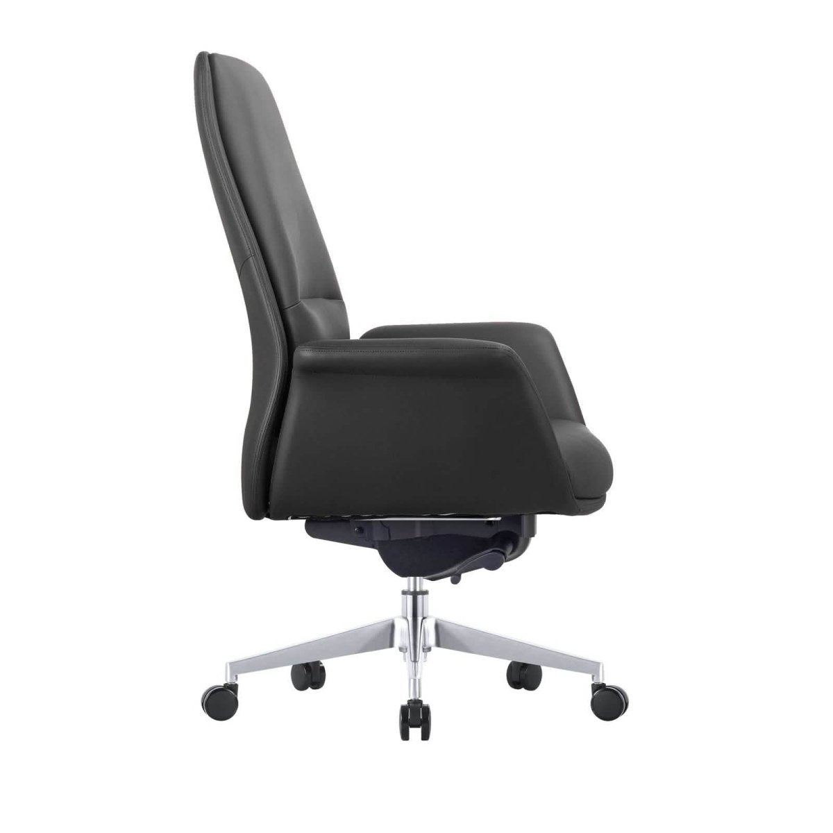 Summit Adjustable Height Leather Conference Office Chair with Swivel and Tilt Black Office Chair Leisuremod