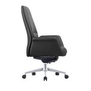 Summit Adjustable Height Leather Conference Office Chair with Swivel and Tilt Black Office Chair Leisuremod