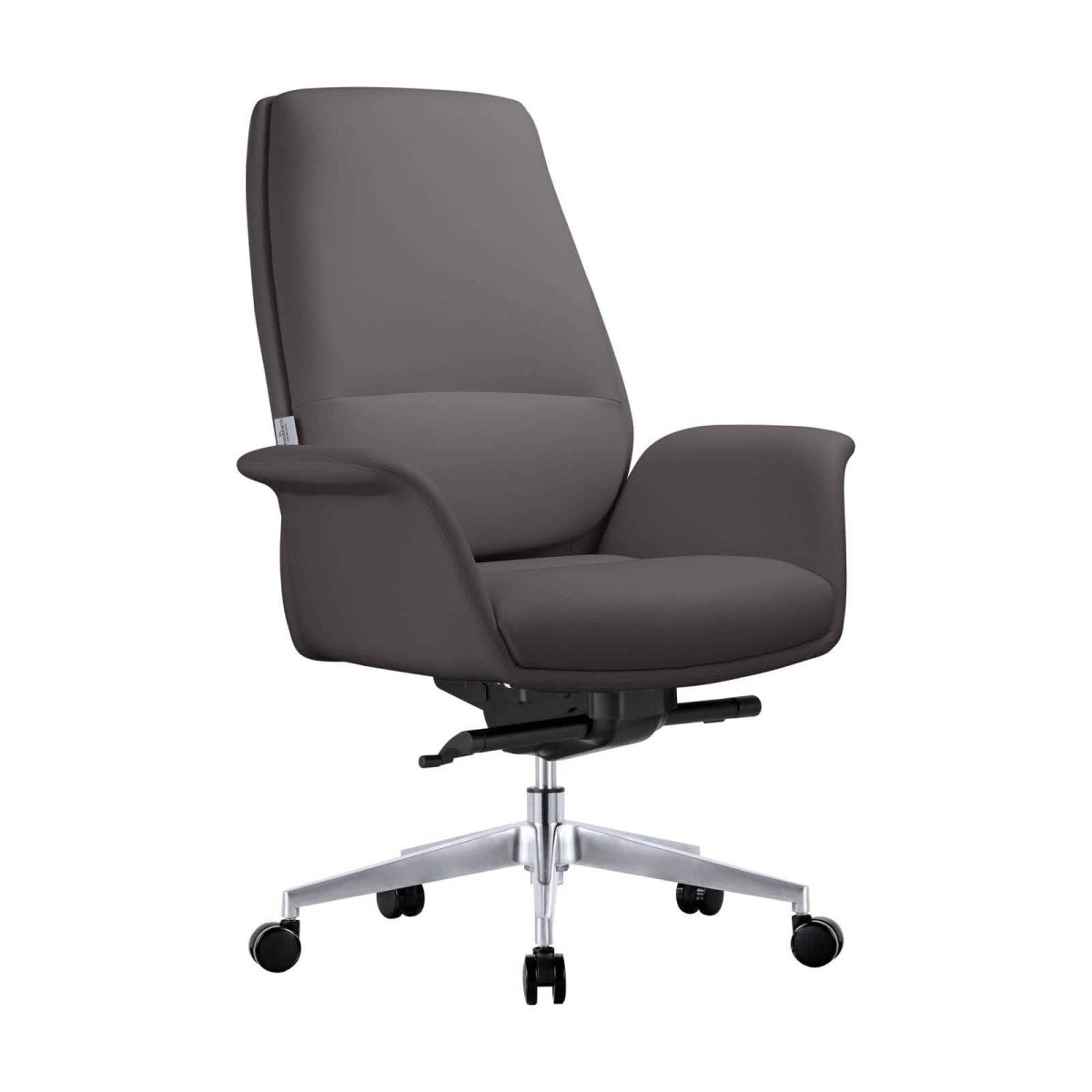 Summit Adjustable Height Leather Conference Office Chair with Swivel and Tilt Grey Office Chair Leisuremod