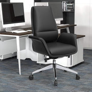Summit Adjustable Height Leather Conference Office Chair with Swivel and Tilt Black Office Chair Leisuremod