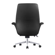 Summit Adjustable Height Leather Conference Office Chair with Swivel and Tilt Black Office Chair Leisuremod