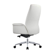 Summit Adjustable Height Leather Conference Office Chair with Swivel and Tilt White Office Chair Leisuremod