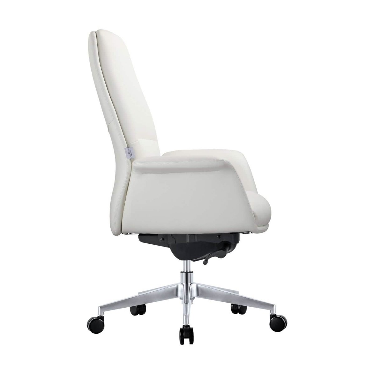 Summit Adjustable Height Leather Conference Office Chair with Swivel and Tilt White Office Chair Leisuremod