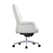 Summit Adjustable Height Leather Conference Office Chair with Swivel and Tilt White Office Chair Leisuremod