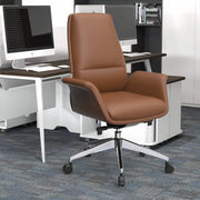 Summit Adjustable Height Leather Conference Office Chair with Swivel and Tilt Dark Brown Office Chair Leisuremod